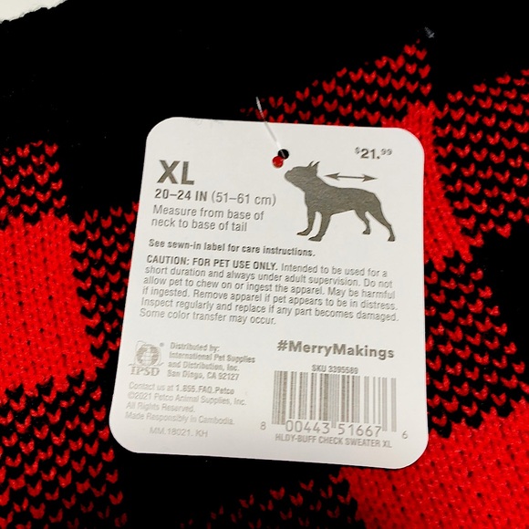 NEW Holiday Red & Black Buffalo Check Large Dog Knit Sweater Size XL - Picture 9 of 12